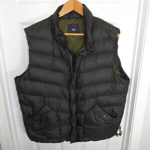 Vintage Gap Goose Down Filled Puffer Vest Gray Men's XL Hooded Y2K Military